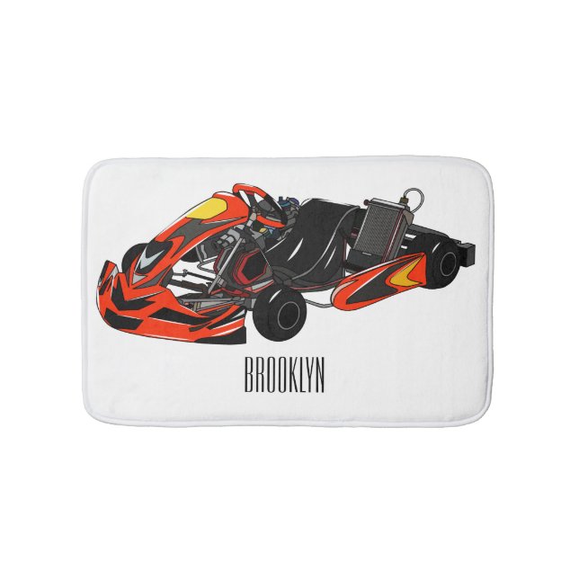 Alfombrilla De Baño Ilustracion personalizado de carreras de Kart (Anverso)