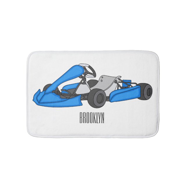 Alfombrilla De Baño Ilustracion personalizado de carreras de Kart (Anverso)