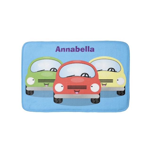 Alfombrilla De Baño Ilustracion personalizado de coches Cute kawaii (Anverso)