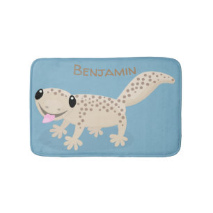 Alfombrilla De Baño Ilustracion personalizado de gecko de color marrón