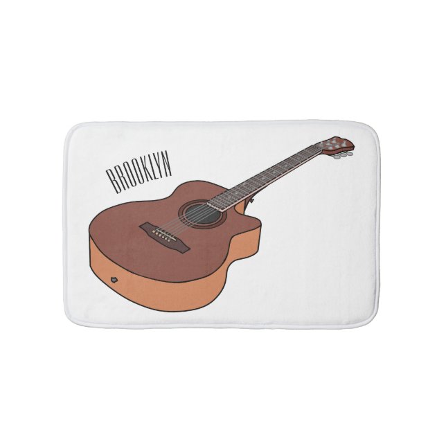 Alfombrilla De Baño Ilustracion personalizado de guitarra acústica (Anverso)