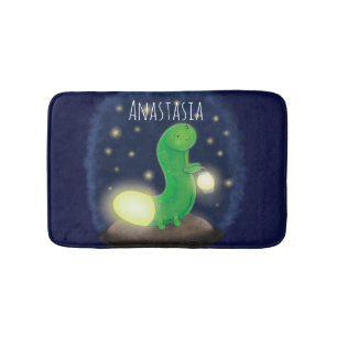 Alfombrilla De Baño Ilustracion personalizado de gusano de brillo verd