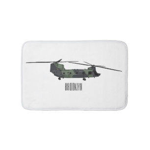 Alfombrilla De Baño Ilustracion personalizado de helicóptero del ejérc