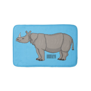 Alfombrilla De Baño Ilustracion personalizado de Javan rhinoceros