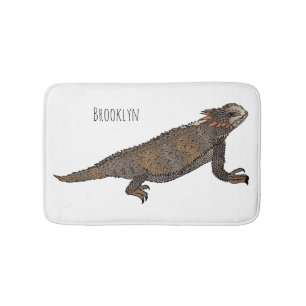 Alfombrilla De Baño Ilustracion personalizado de lagarto de cuerno de 