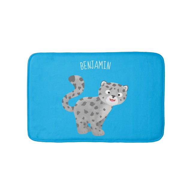 Alfombrilla De Baño Ilustracion personalizado de leopardo de las nieve (Anverso)
