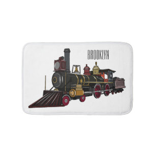 Alfombrilla De Baño Ilustracion personalizado de locomotora de vapor