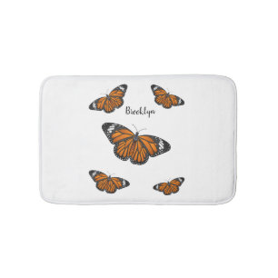 Alfombrilla De Baño Ilustracion personalizado de mariposa monarca