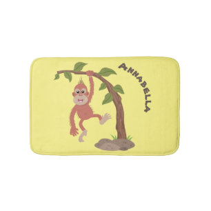 Alfombrilla De Baño Ilustracion personalizado de orangután bebé feliz