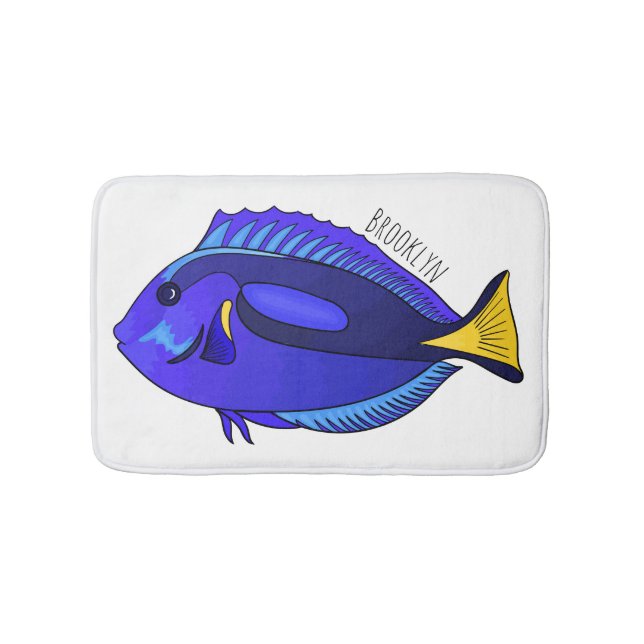 Alfombrilla De Baño Ilustracion personalizado de pescado tang azul (Anverso)