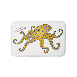 Alfombrilla De Baño Ilustracion personalizado de pulpo de anillo azul
