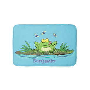 Alfombrilla De Baño Ilustracion personalizado de rana verde dulce