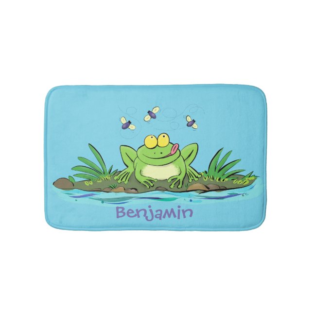 Alfombrilla De Baño Ilustracion personalizado de rana verde dulce (Anverso)