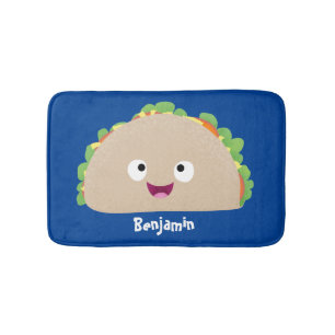Alfombrilla De Baño Ilustracion personalizado de taco alegre sonriente