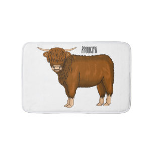 Alfombrilla De Baño Ilustracion personalizado de vaca de Highland