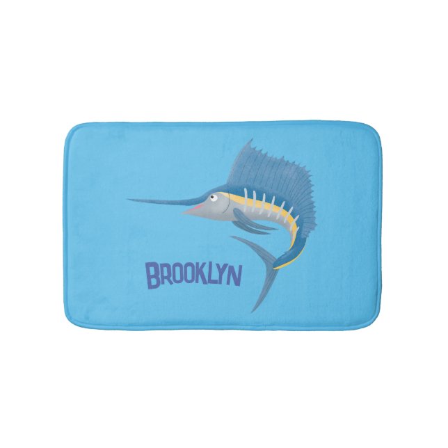 Alfombrilla De Baño Ilustracion personalizado divertido de pez espada (Anverso)