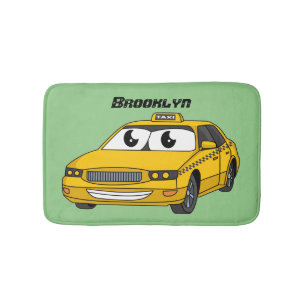 Alfombrilla De Baño Ilustracion personalizado divertido de taxi amaril