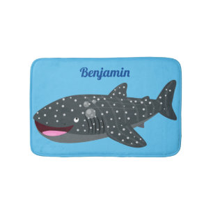 Alfombrilla De Baño Ilustracion personalizado feliz de tiburón ballena