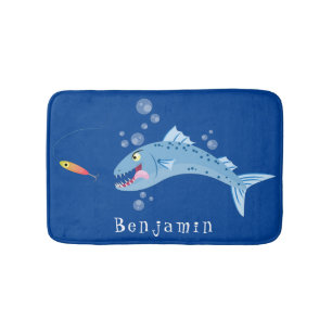 Alfombrilla De Baño Ilustracion personalizado pescador hambriento de b