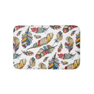 Alfombrilla De Baño Ilustracion Tribal Colorful Feathers