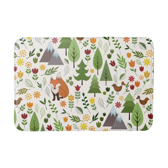 Alfombrilla De Baño Ilustraciones de estilo escandinavo sobre el patró (Anverso)