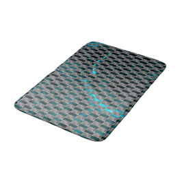 Alfombrilla De Baño Imagen cian bajo placas grises, formas rectangular
