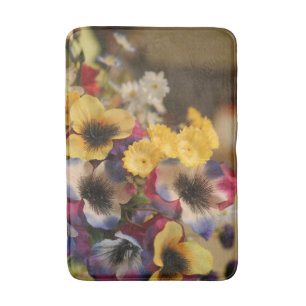 Alfombrilla De Baño Imagen de flores violetas y amarillas
