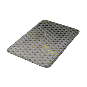 Alfombrilla De Baño Imagen dorada bajo placas grises, cuadrados oblong