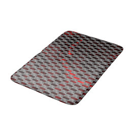Alfombrilla De Baño Imagen roja bajo placas grises, formas rectangular