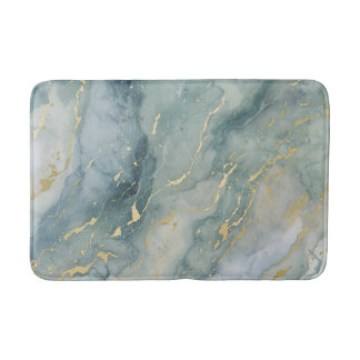 Alfombrilla De Baño Impresión abstracta de oro verde Aqua Blue Sage