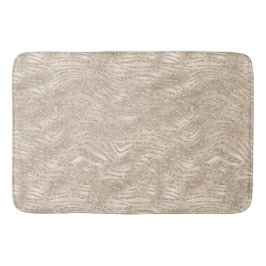 Alfombrilla De Baño Impresión de cebra dorada blanca glitzy Purpurina