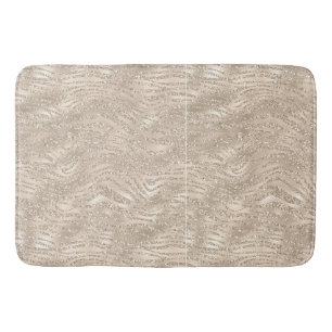 Alfombrilla De Baño Impresión de cebra dorada blanca glitzy Purpurina
