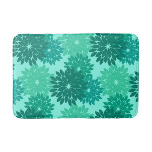 Alfombrilla De Baño Impresión de kimono floral moderna, turquesa, Verd