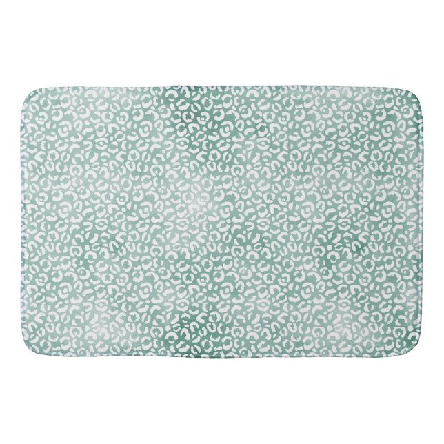 Alfombrilla De Baño Impresión de Leopardo Blanco Girly Mint (Anverso)