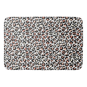 Alfombrilla De Baño Impresión de leopardo blanco rosado de Rubor