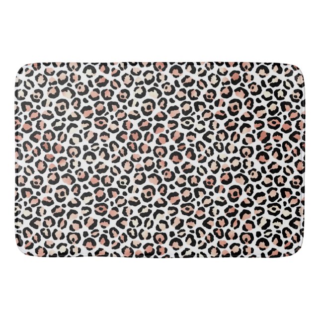 Alfombrilla De Baño Impresión de leopardo blanco rosado de Rubor       (Anverso)