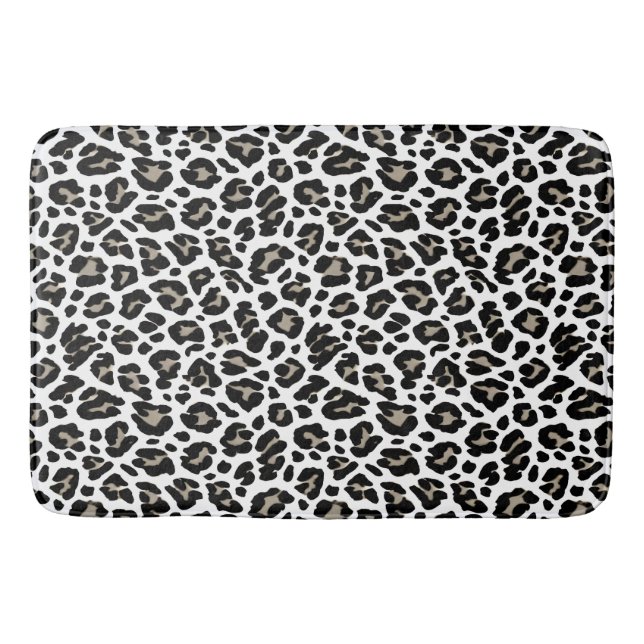 Alfombrilla De Baño Impresión de leopardo blanco y negro (Anverso)