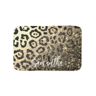 Alfombrilla De Baño Impresión de Leopardo de Purpurina dorado