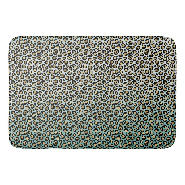 Alfombrilla De Baño Impresión de leopardo dorado Aqua Ombre (Anverso)