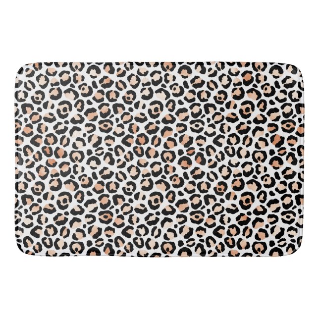 Alfombrilla De Baño Impresión de Leopardo Negro de Peach blanco  (Anverso)