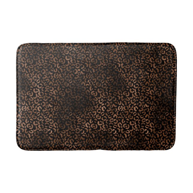 Alfombrilla De Baño Impresión de Leopardo Negro Glam Brown (Anverso)