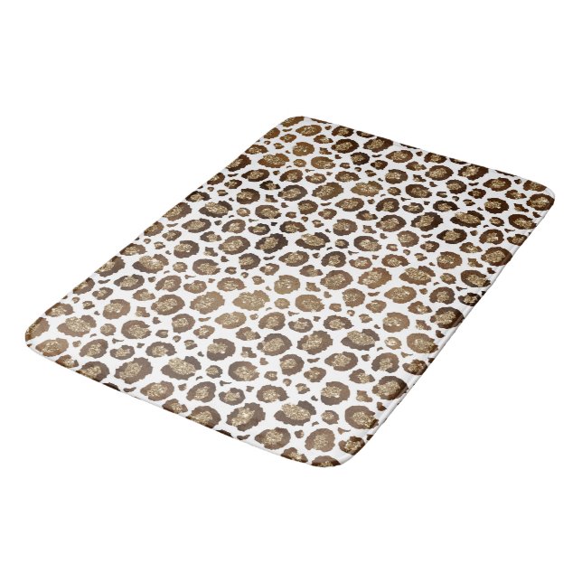 Alfombrilla De Baño Impresión de leopardo Purpurina dorado (Angular)