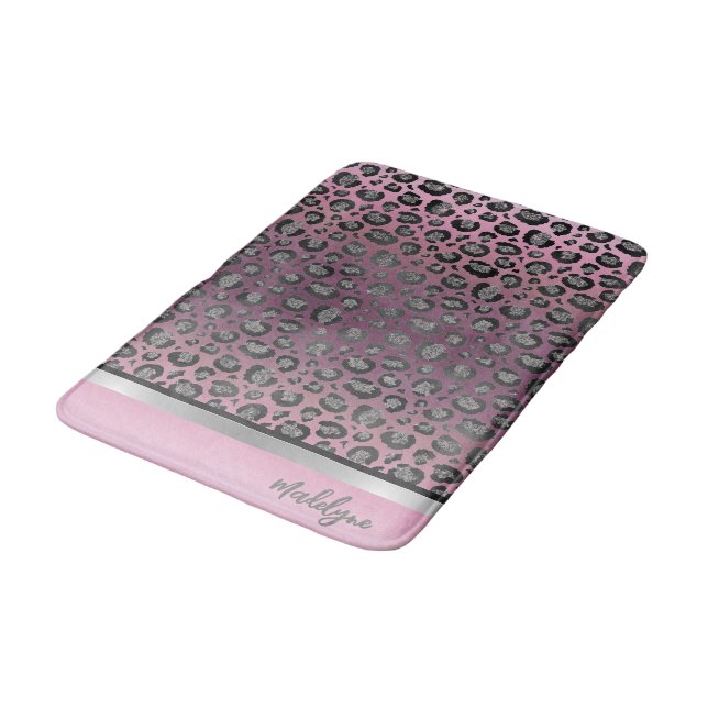 Alfombrilla De Baño Impresión de leopardo Purpurinoso en rosa caliente (Angular)