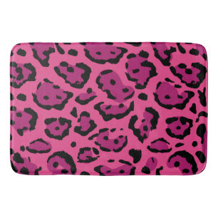 Alfombrilla De Baño Impresión de leopardo rosa caliente