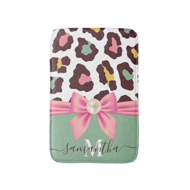 Alfombrilla De Baño Impresión de leopardo y reverencia (Frente vertical)