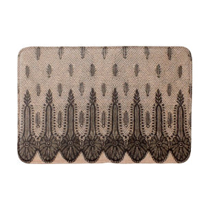 Alfombrilla De Baño impresión de malla floral negra