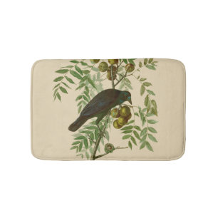 Alfombrilla De Baño Impresión de pájaro Grackle púrpura de Audubon Vin