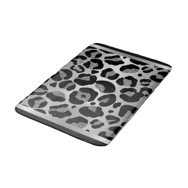 Alfombrilla De Baño Impresión de Safari de Leopardo de Plata Purpurino (Angular)