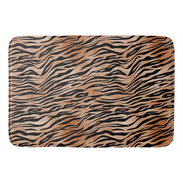 Alfombrilla De Baño Impresión de tigre negro naranja (Anverso)