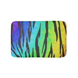 Alfombrilla De Baño Impresión de tigre negro y arcoiris